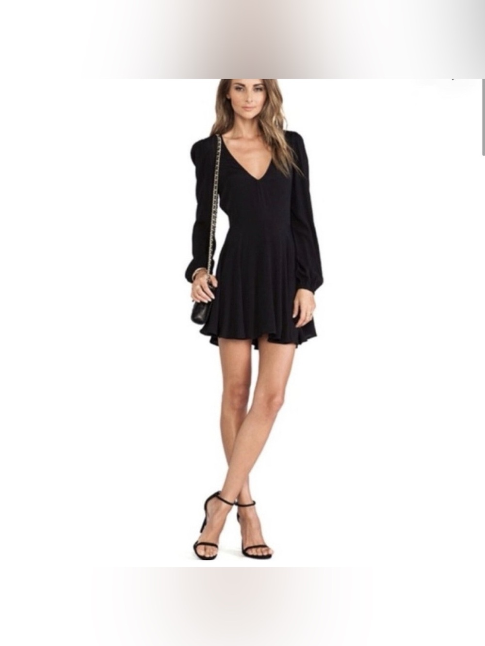Lovers + Friends REVOLVE Black Long Sleeve Shimmy Mini Dress small